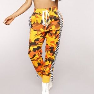 Fashion nova orange camo joggers